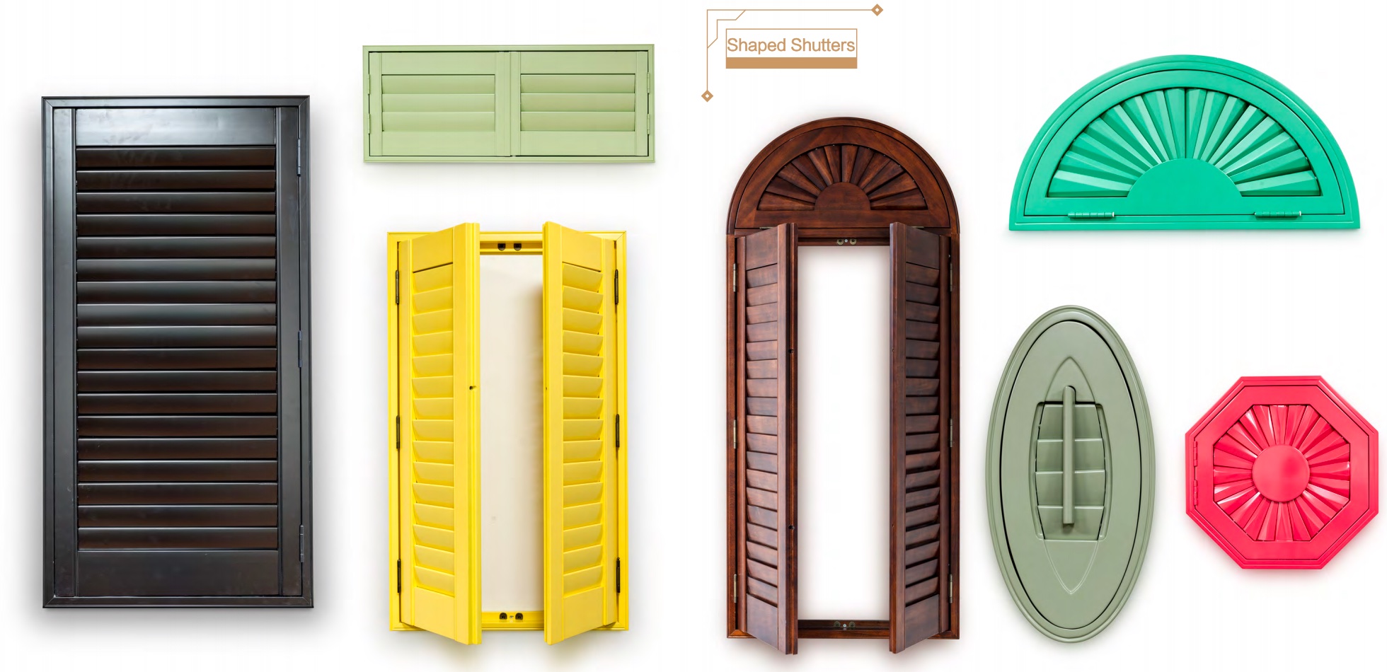 Special shape shutter examples in different colors and forms